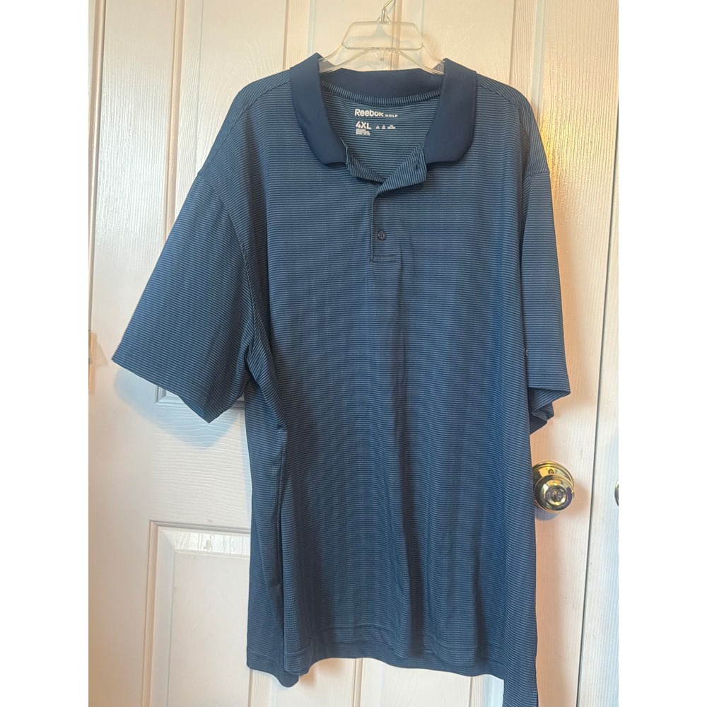 Reebok Golf‎ Mens 4XL Blue Striped Short Sleeve Polo Shirt DXGF18503 Navy